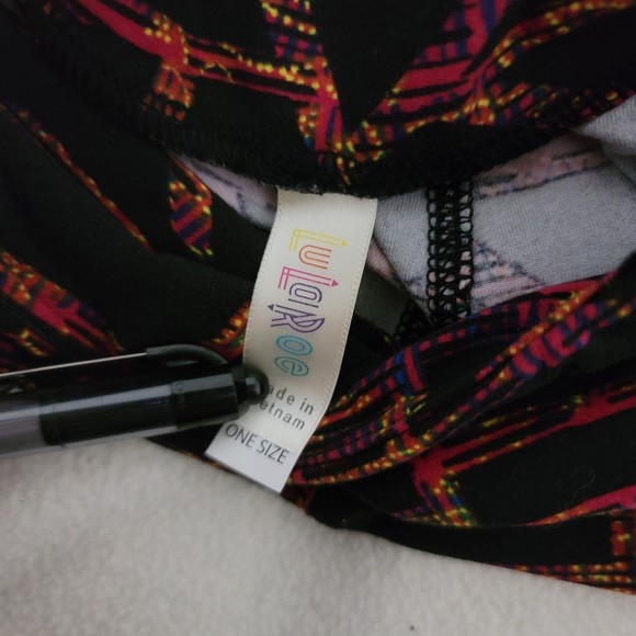 OS Lularoe Leggings Abstract line pattern orange red purple - Picture 10 of 11